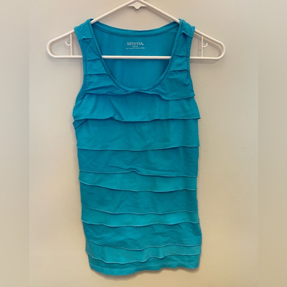 Merona XS light blue ruffle tank